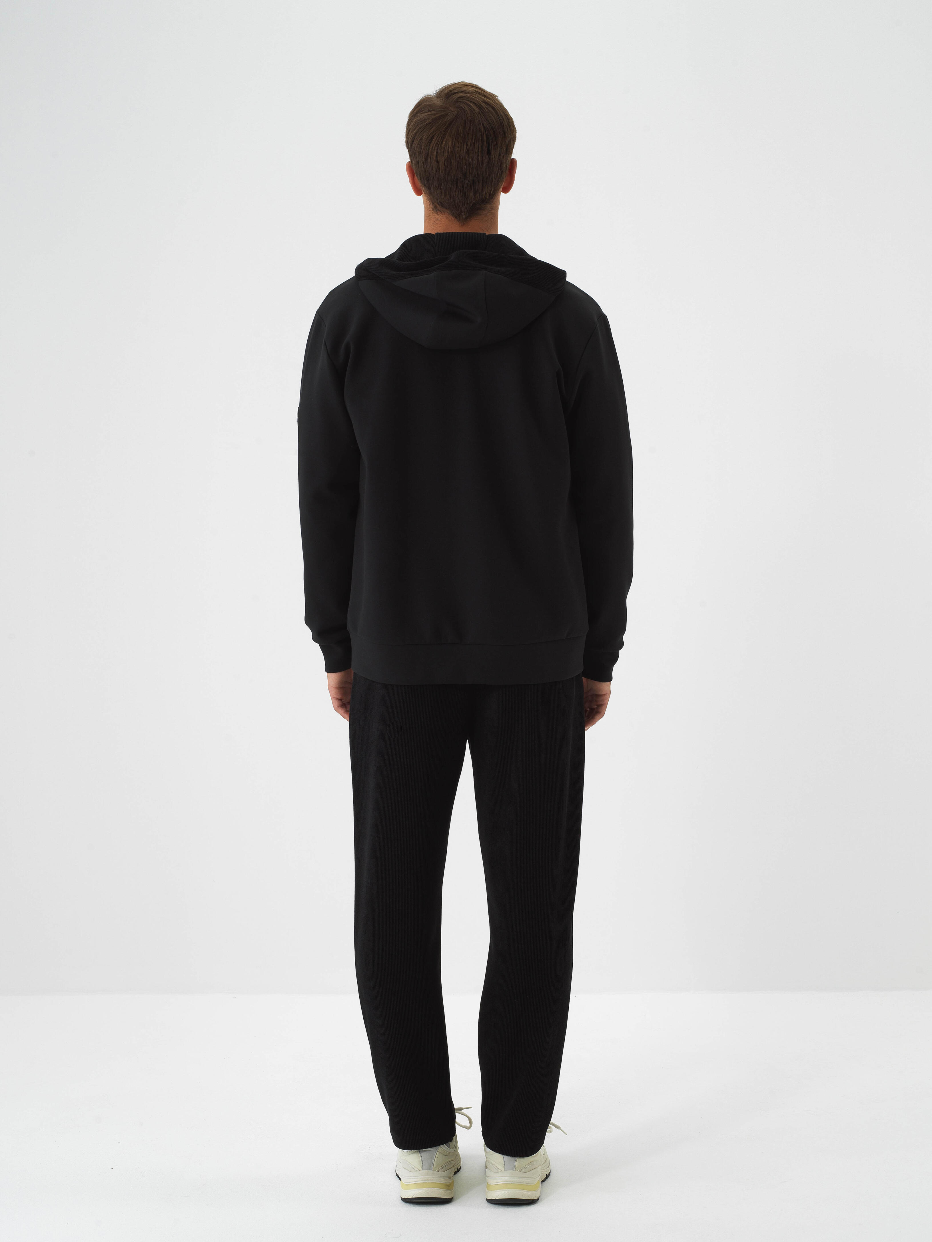 Siyah Lüks Dokulu Soft Kadife Slim Fit Sweat Pantolon - 6