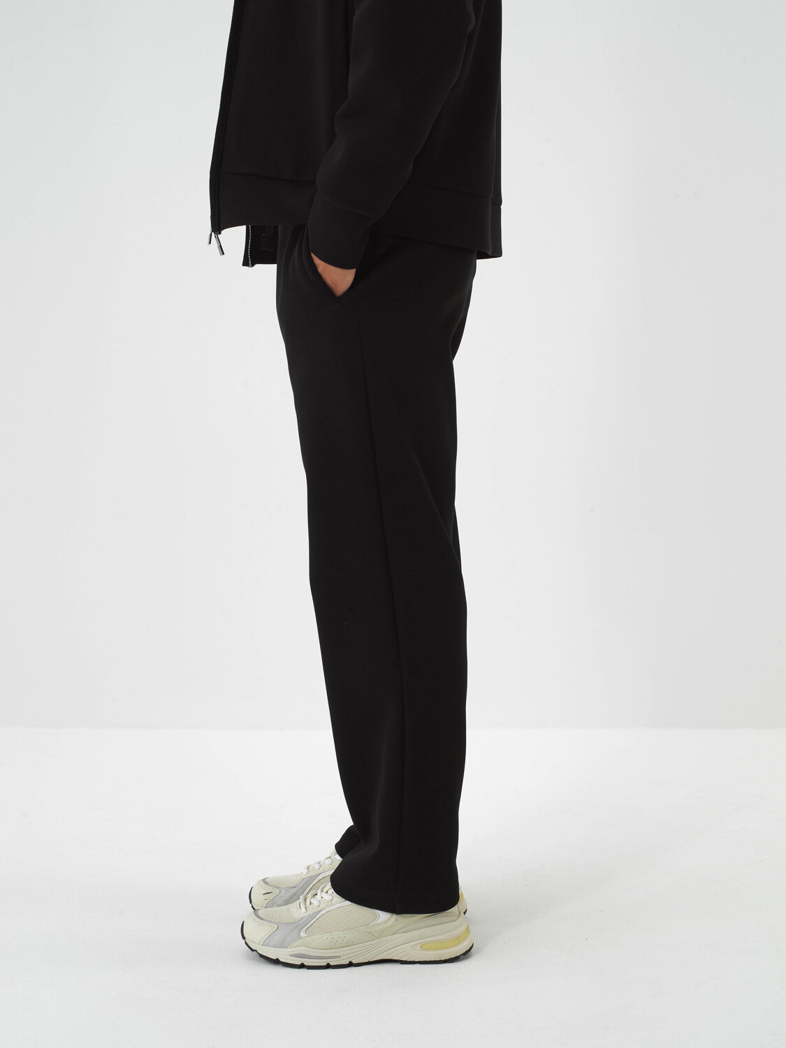 Siyah Pamuk Dokulu Oversize Sweat Pantolon - Xint