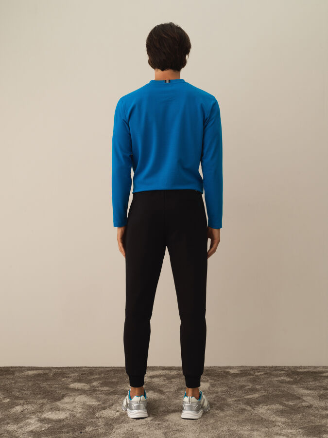 Siyah Regular Fit Pamuklu Sweat Pantolon - 5