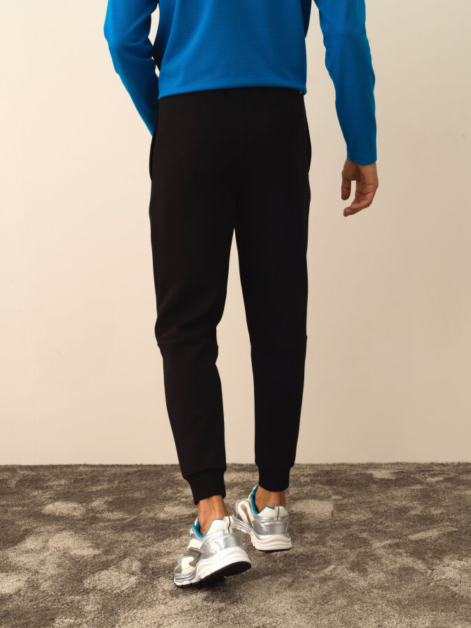 Siyah Regular Fit Pamuklu Sweat Pantolon - 4