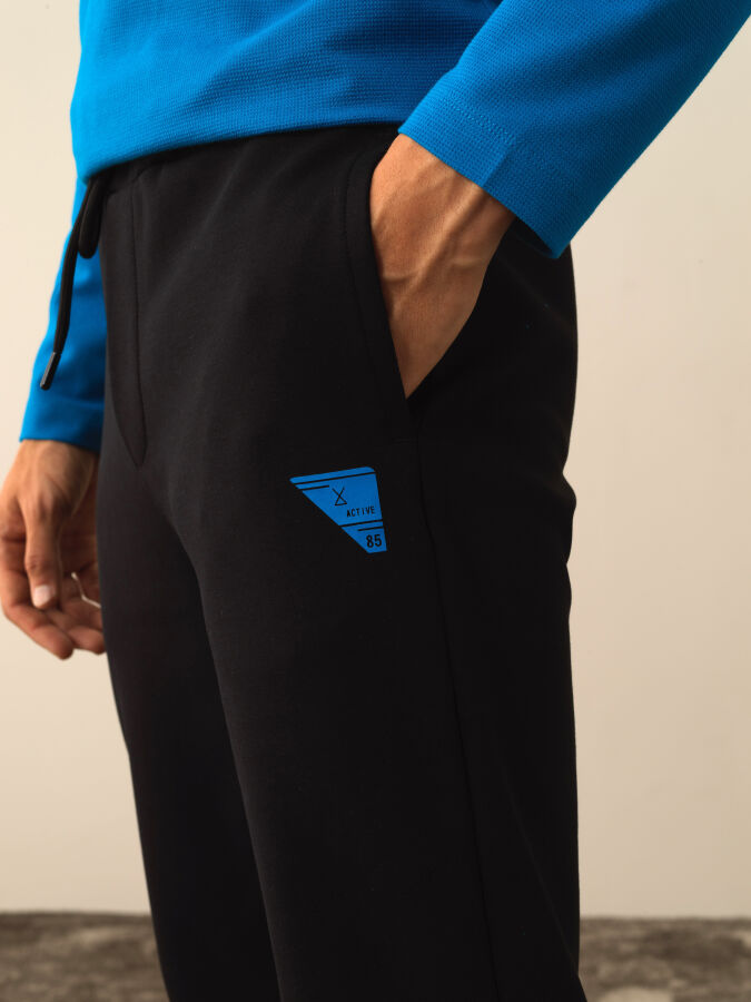 Siyah Regular Fit Pamuklu Sweat Pantolon - 1