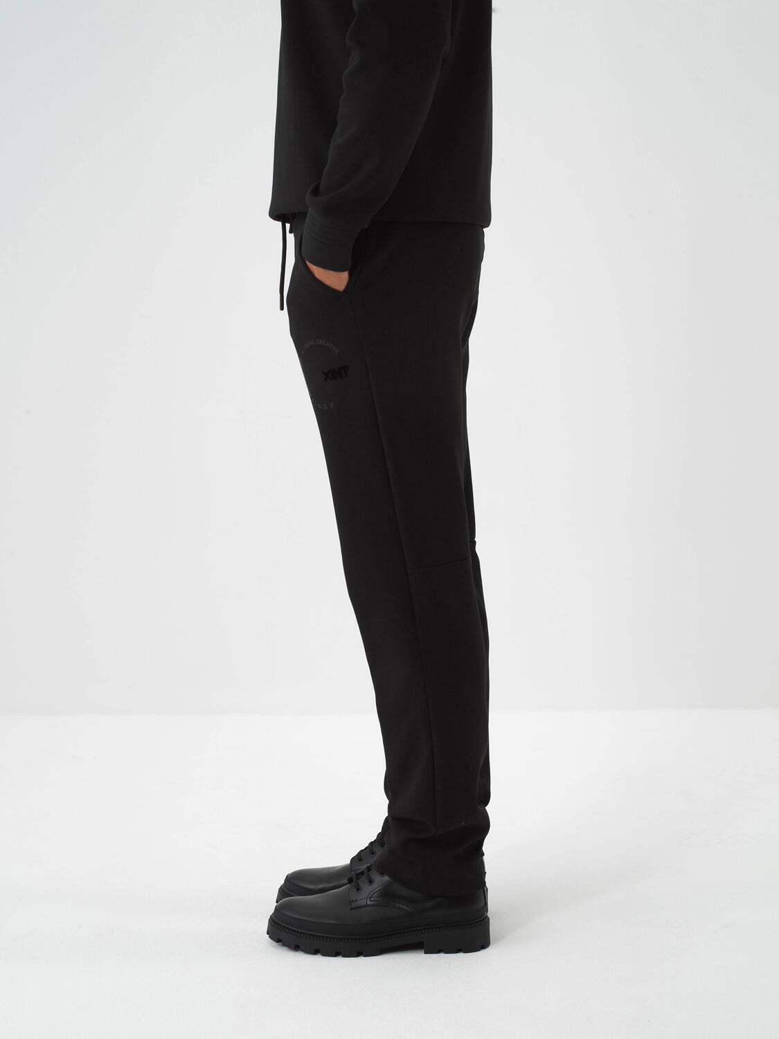 Siyah Pamuk Dokulu Regular Fit Sweat Pantolon - 2