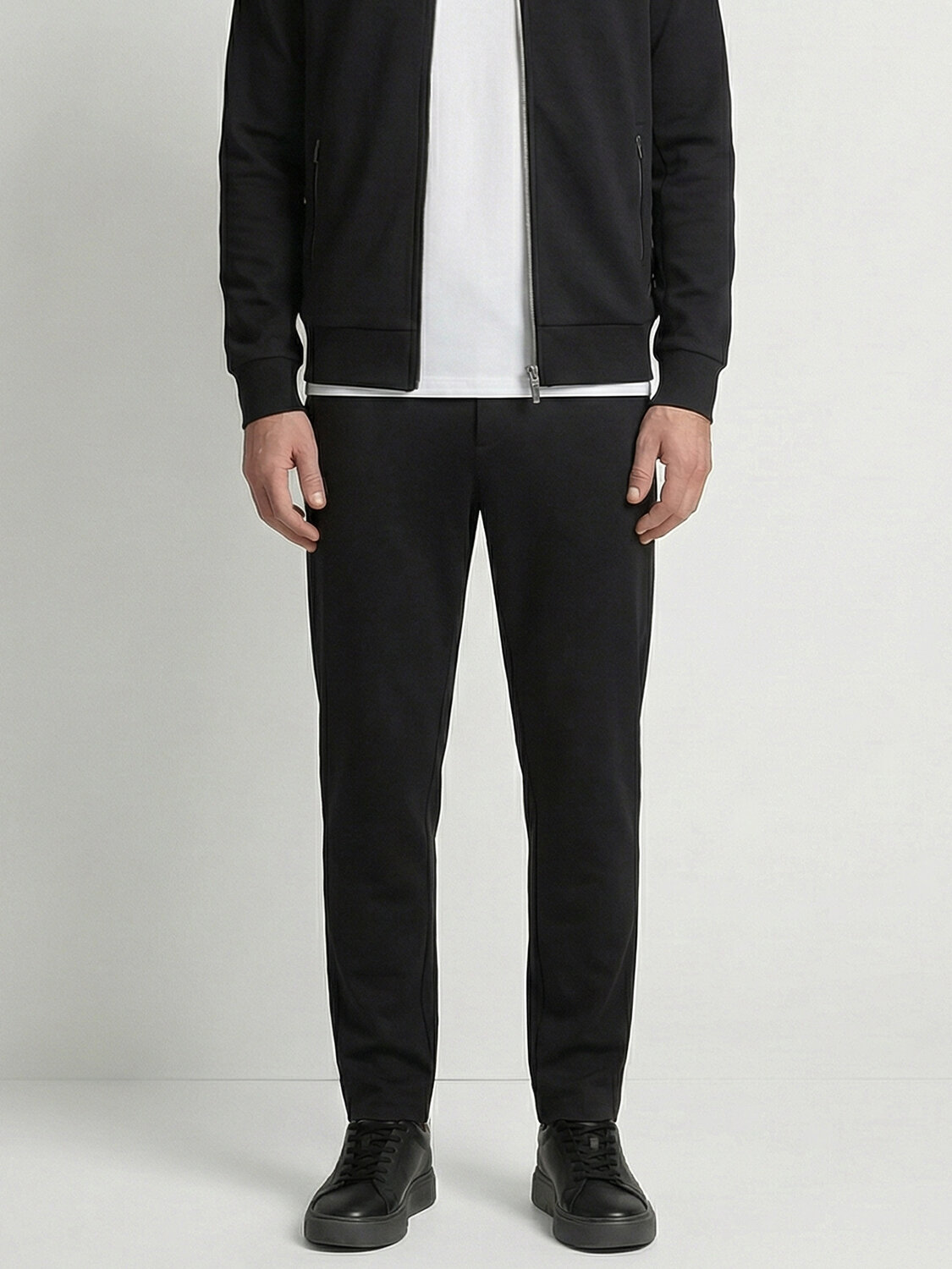 Siyah Pamuk Dokulu Regular Fit Sweat Pantolon