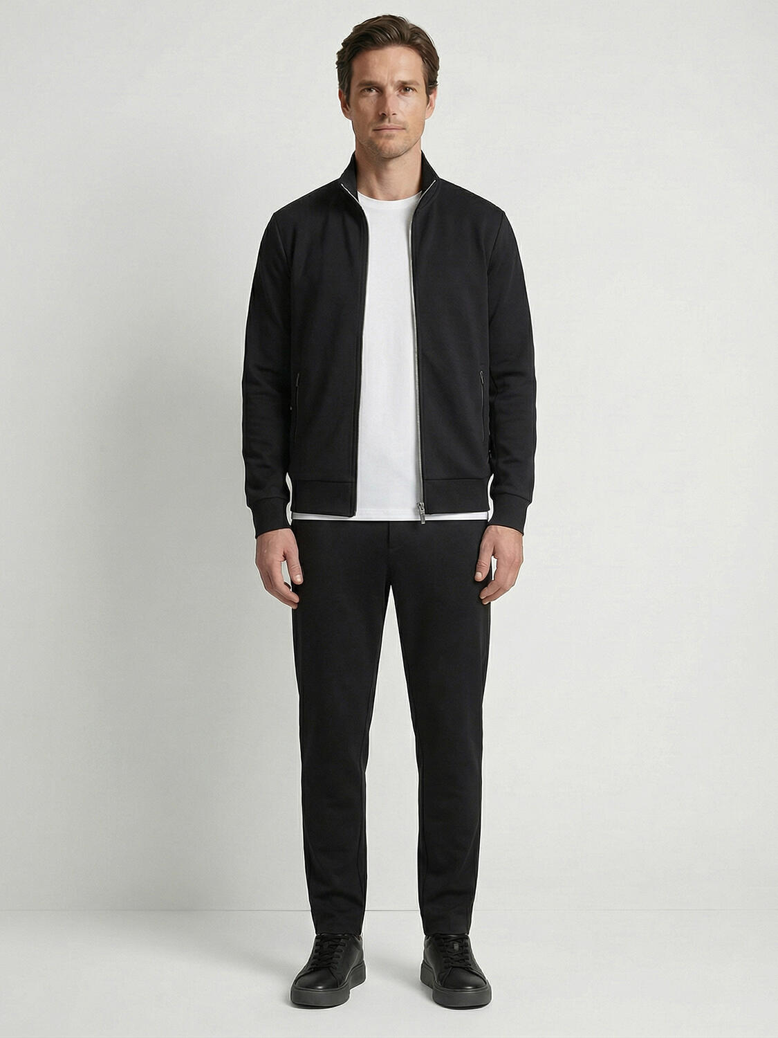 Siyah Pamuk Dokulu Regular Fit Sweat Pantolon - 2