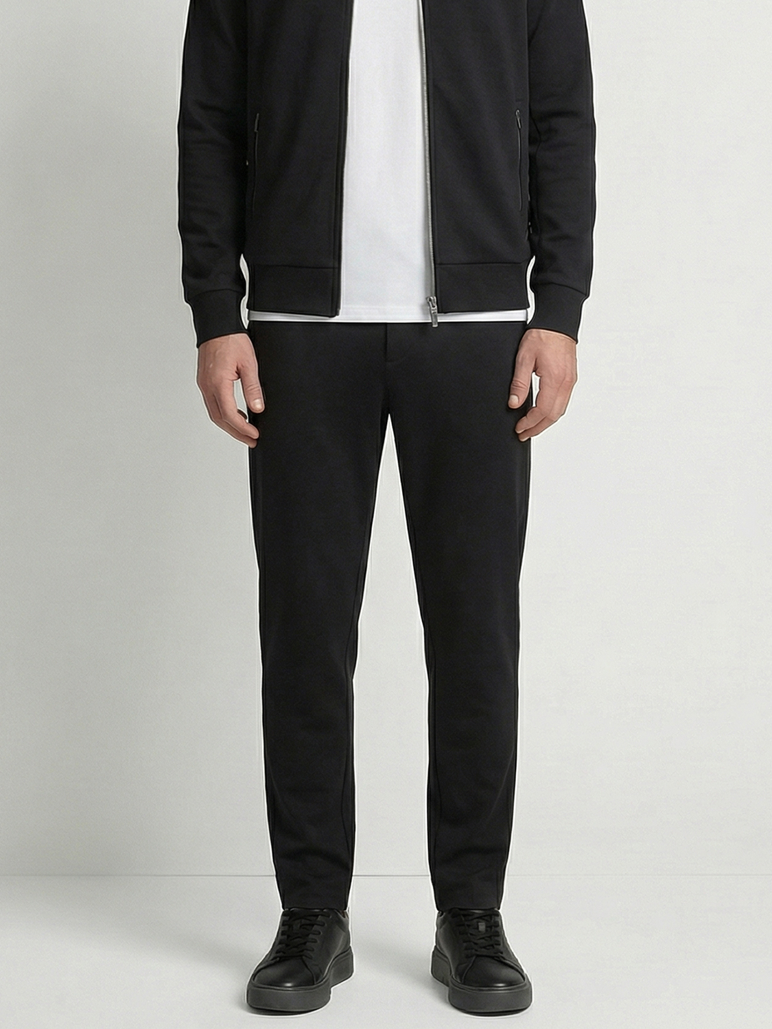 Siyah Pamuk Dokulu Regular Fit Sweat Pantolon