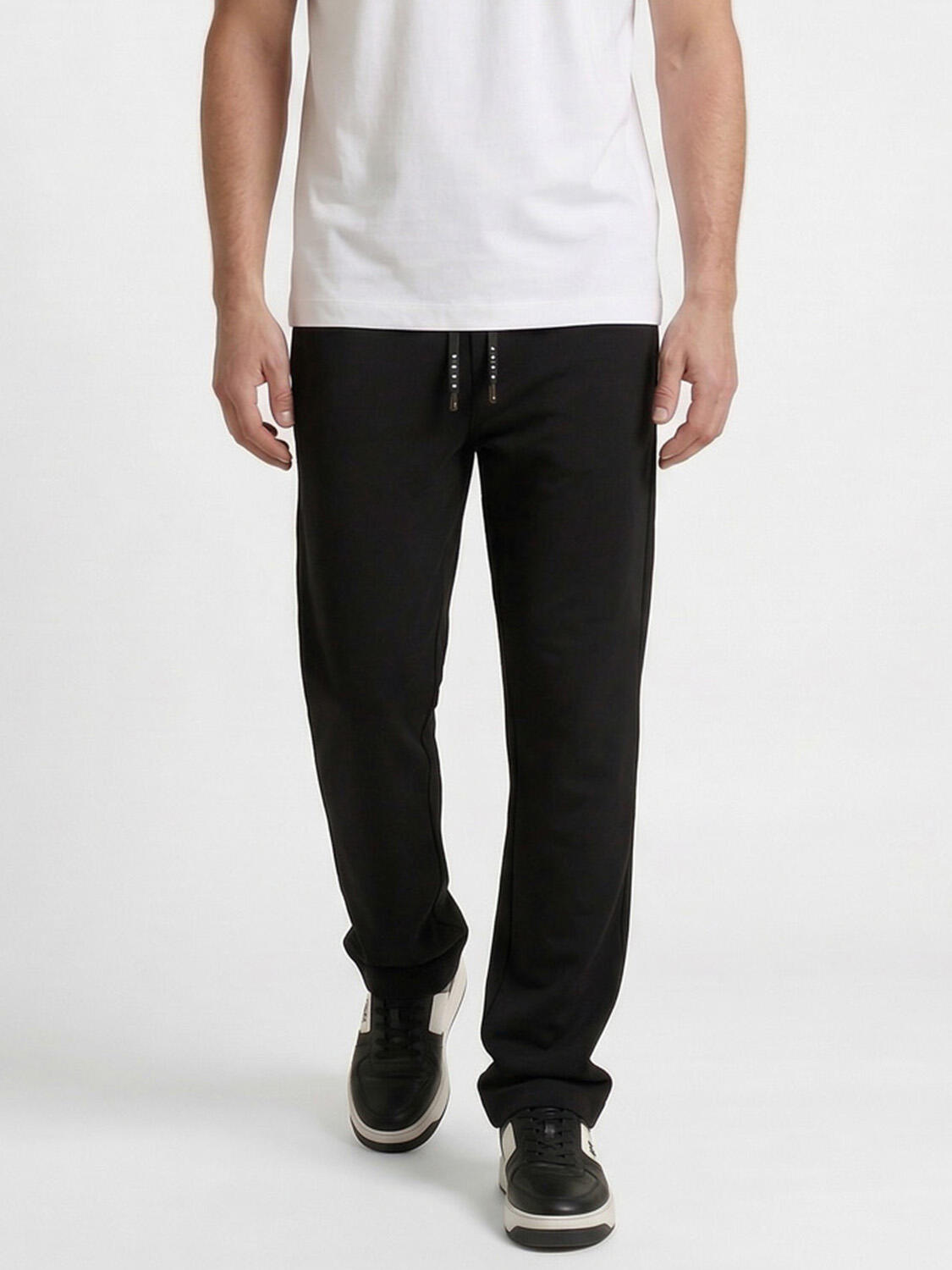 Siyah Pamuk Dokulu Regular Fit Sweat Pantolon - 1