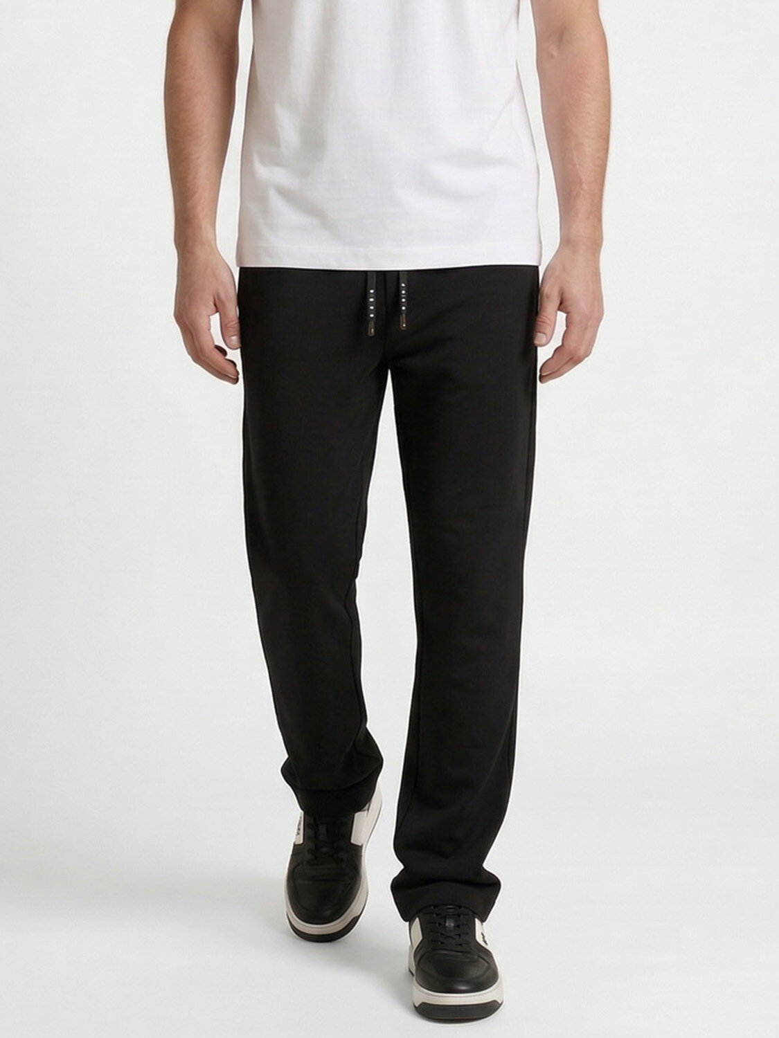 Siyah Pamuk Dokulu Regular Fit Sweat Pantolon