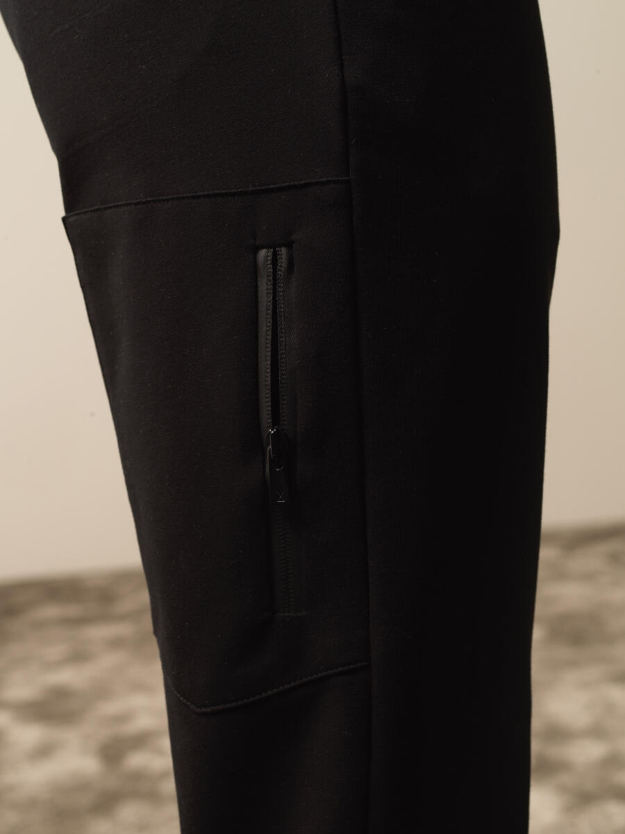 Siyah Pamuk Dokulu Slim Fit Sweat Pantolon - 3