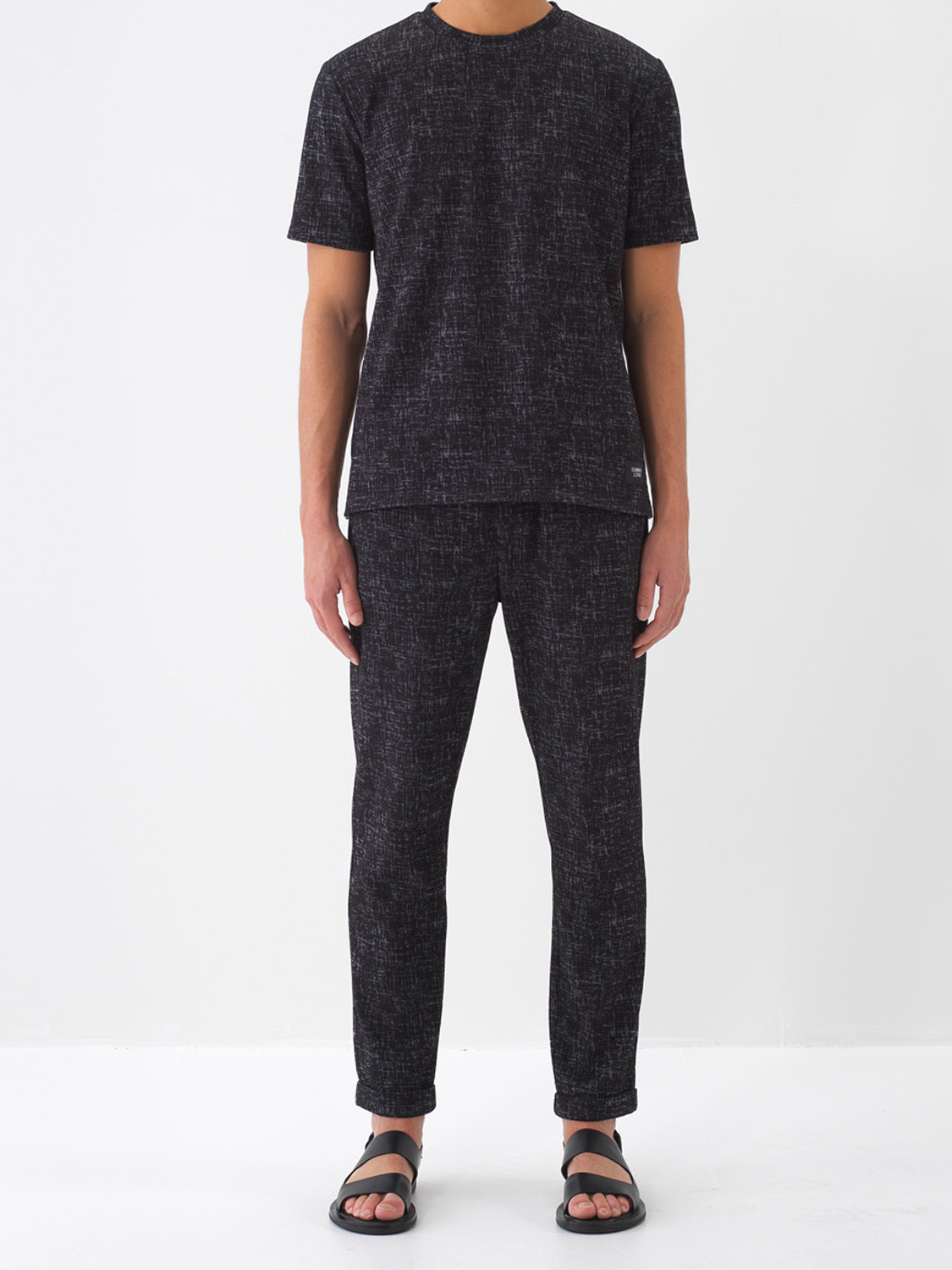 Siyah Pamuk Dokulu Regular Fit Sweat Pantolon