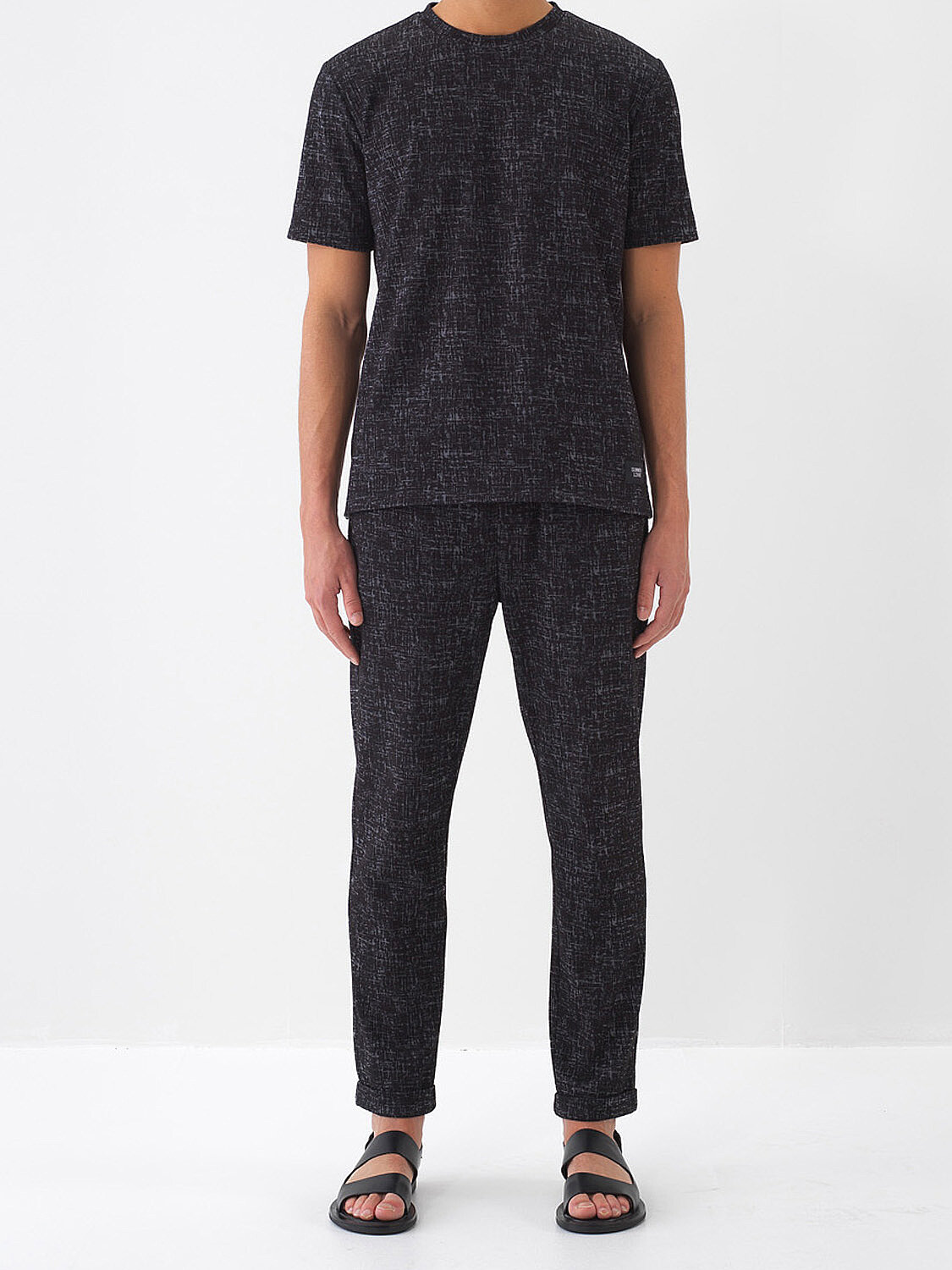 Siyah Pamuk Dokulu Regular Fit Sweat Pantolon