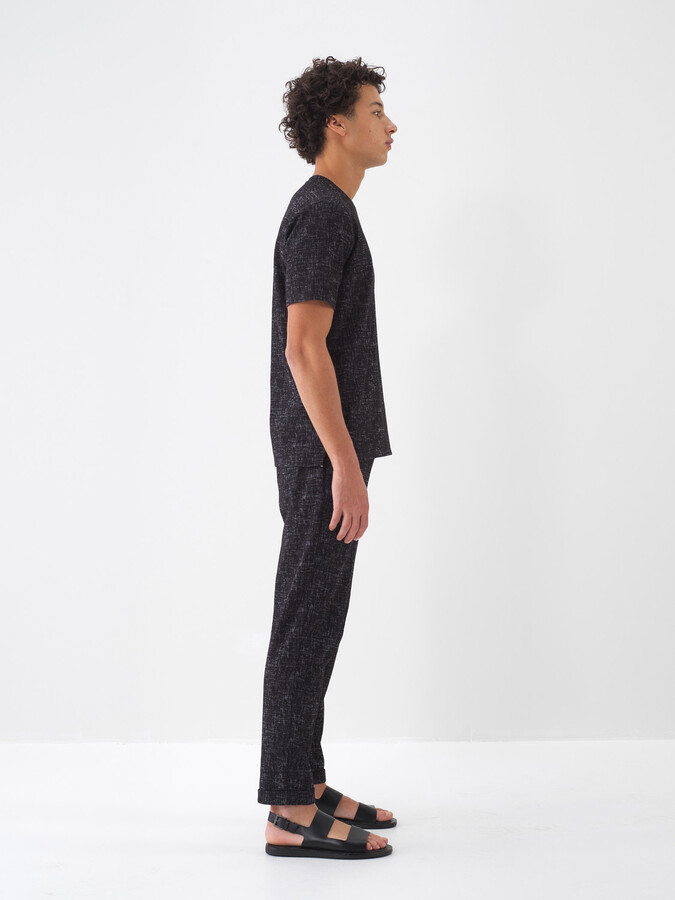 Siyah Pamuk Dokulu Regular Fit Sweat Pantolon (4)