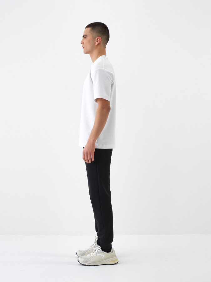 Siyah Pamuk Dokulu Regular Fit Sweat Pantolon - 3