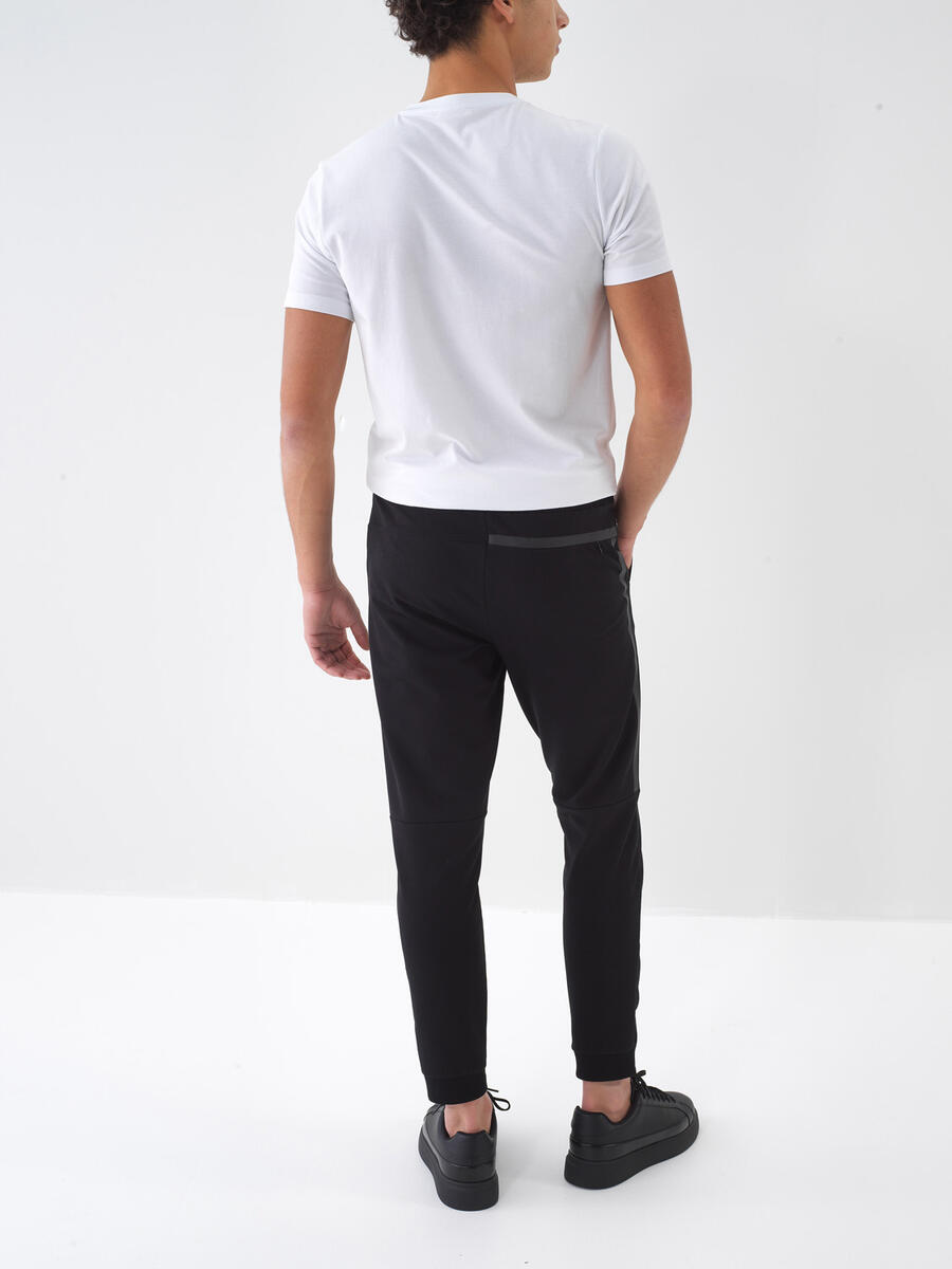 Siyah Pamuk Dokulu Slim Fit Sweat Pantolon - 5