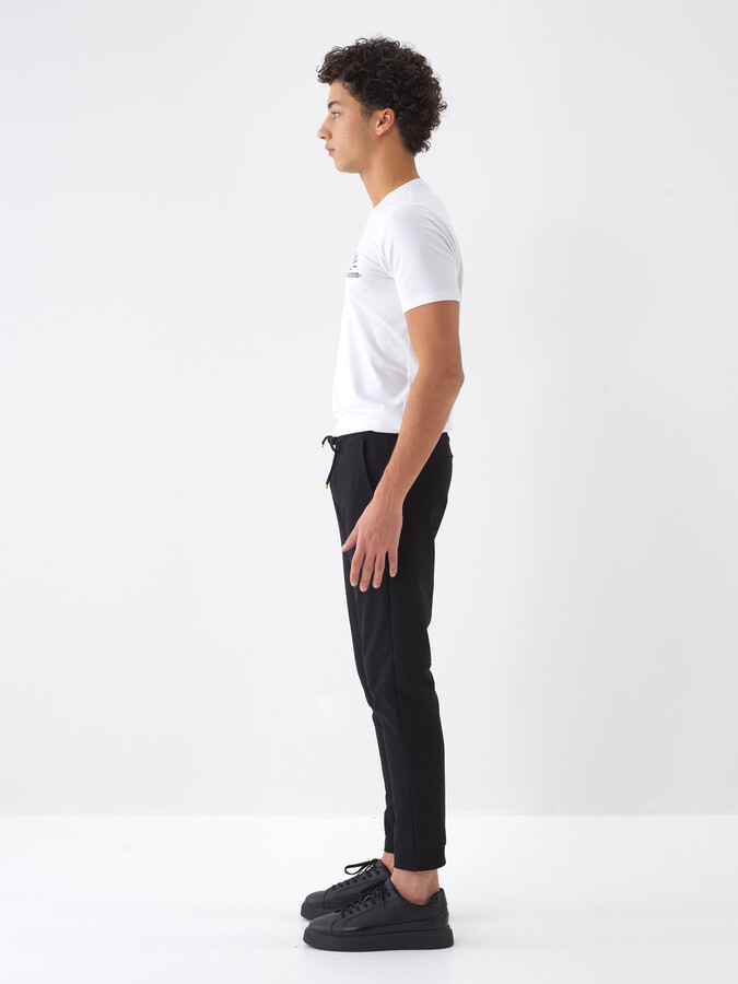 Siyah Pamuk Dokulu Slim Fit Sweat Pantolon (4)