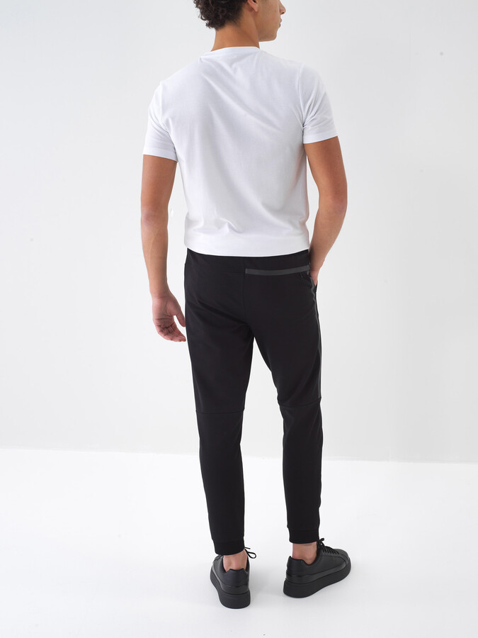 Siyah Pamuk Dokulu Slim Fit Sweat Pantolon (5)