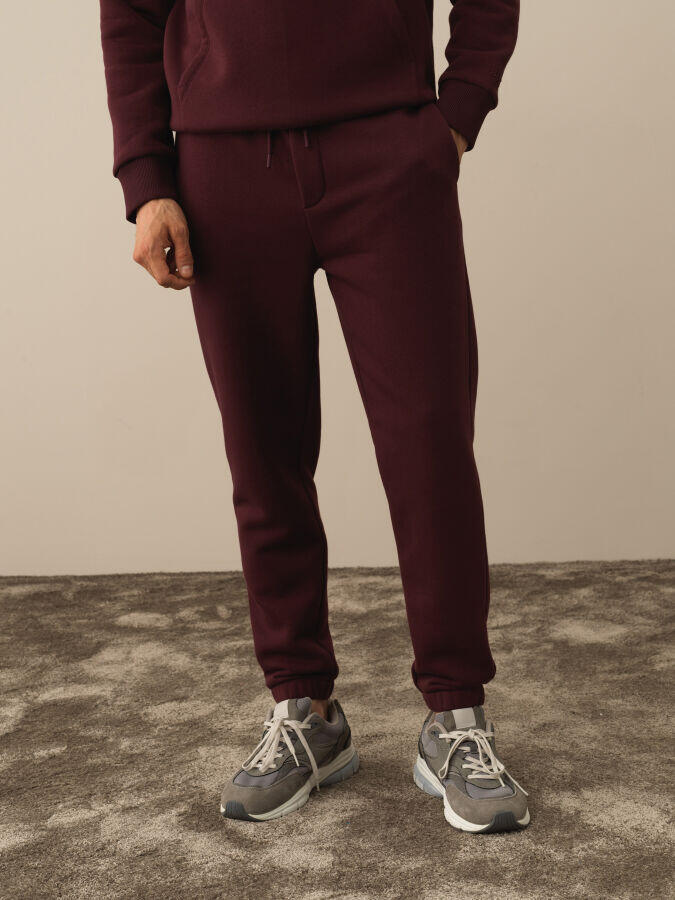Xint Toptan Bordo Pamuk Dokulu Regular Fit Sweat Pantolon
