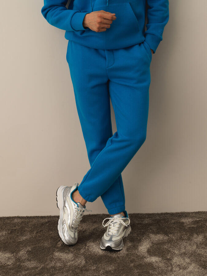 Xint Toptan Mavi Pamuk Dokulu Regular Fit Sweat Pantolon