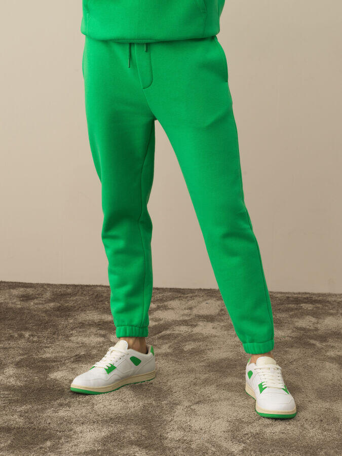 Xint Toptan Yeşil Pamuk Dokulu Regular Fit Sweat Pantolon