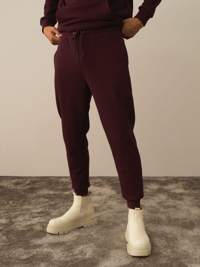 Xint Toptan Bordo Pamuk Dokulu Regular Fit Sweat Pantolon