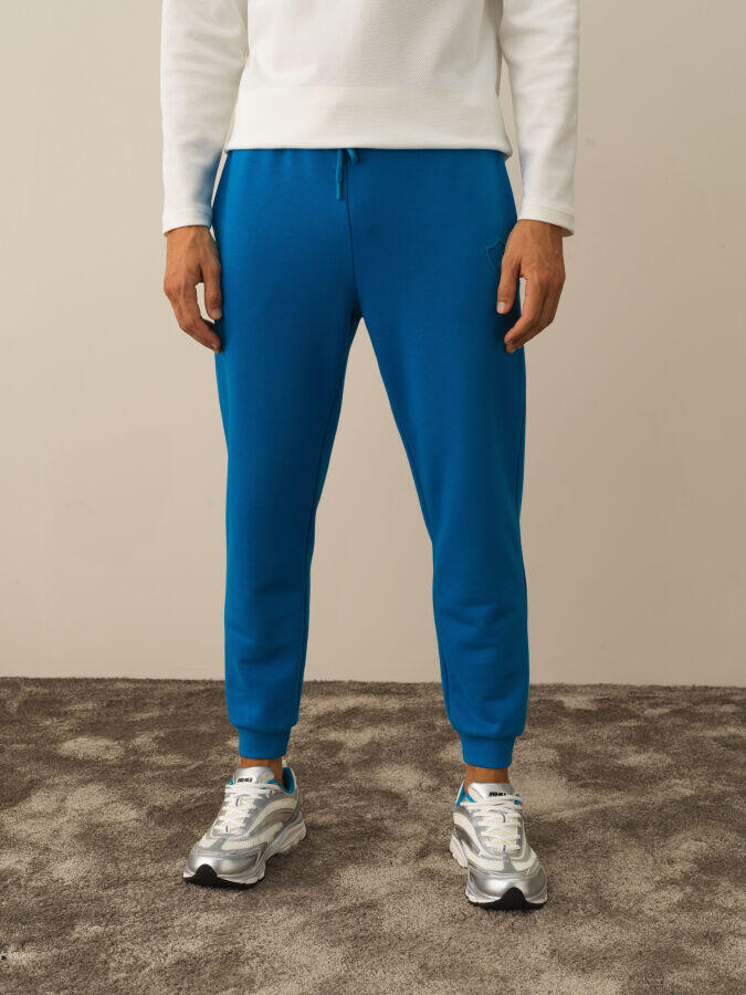 Xint Toptan Mavi Pamuk Dokulu Regular Fit Sweat Pantolon