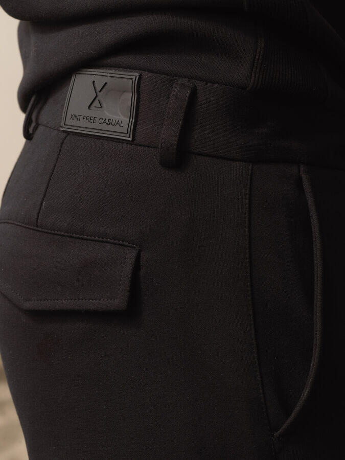 Xint Toptan Siyah Pamuk Dokulu Regular Fit Sweat Pantolon