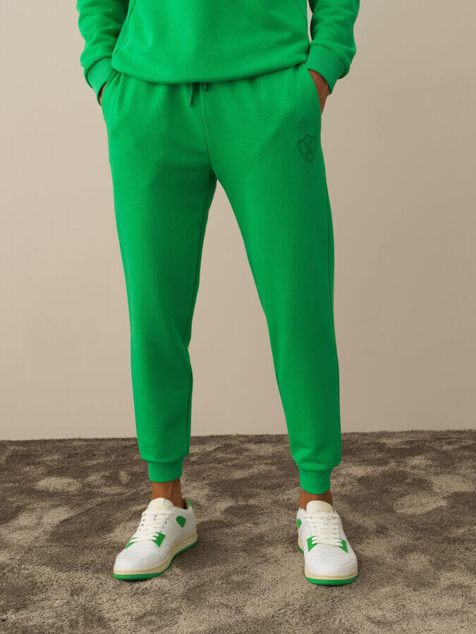 Xint Toptan Yeşil Pamuk Dokulu Regular Fit Sweat Pantolon