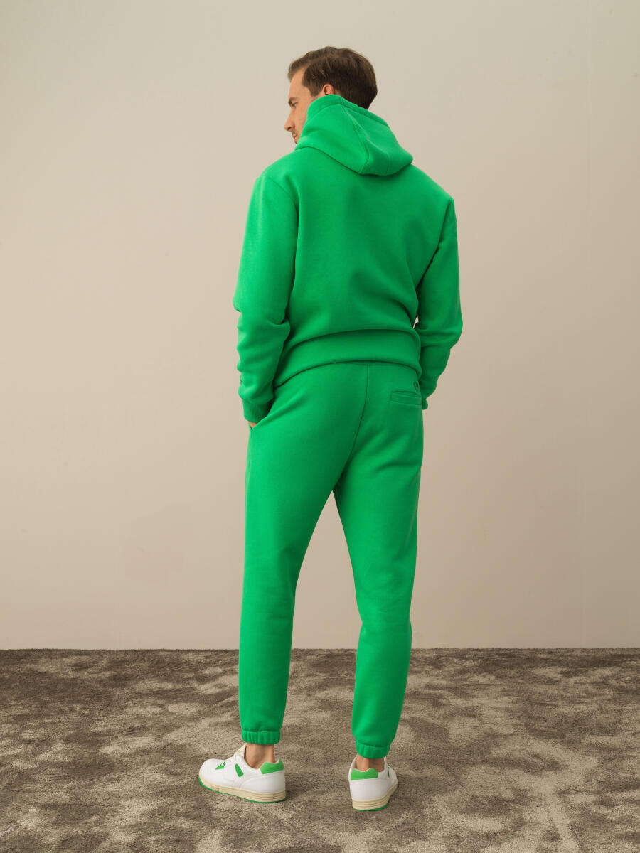 Yeşil Pamuk Dokulu Regular Fit Sweat Pantolon - 5