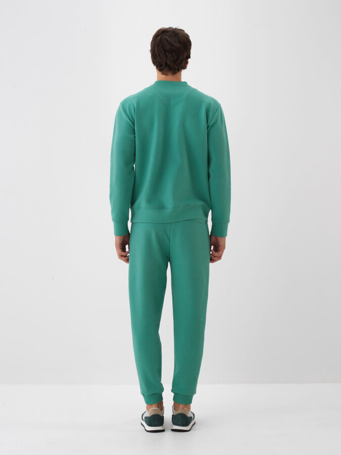 Yeşil Pamuk Dokulu Regular Fit Sweat Pantolon - Xint