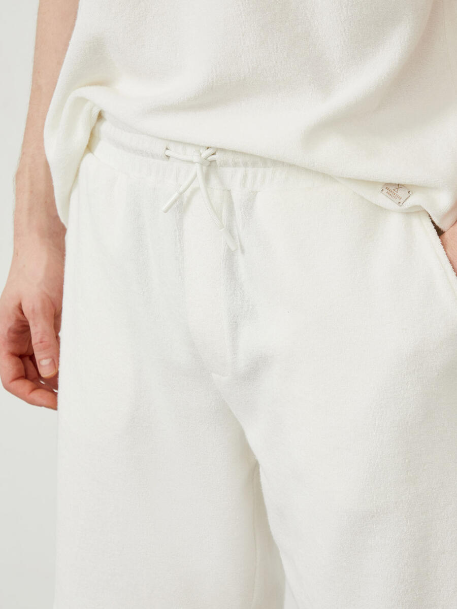 Ekru Regular Fit Pamuklu Havlu Sweat Şort - 3