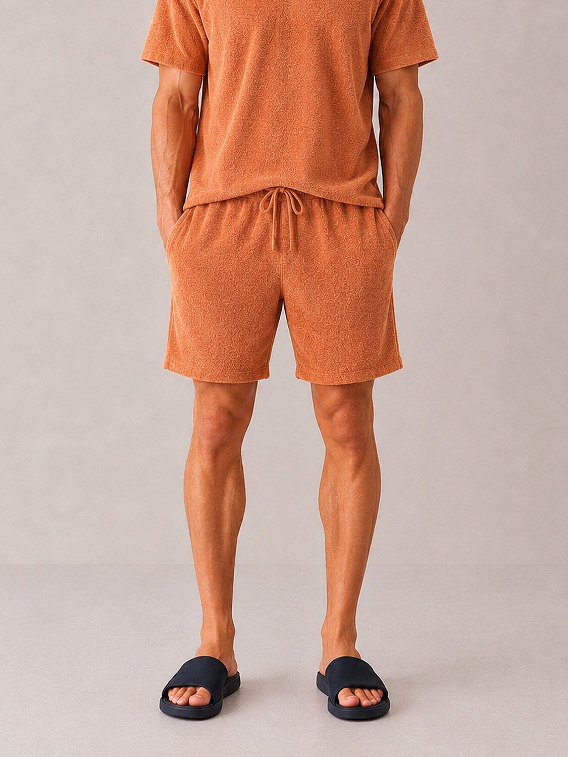 Kahverengi Regular Fit Pamuklu Havlu Sweat Şort