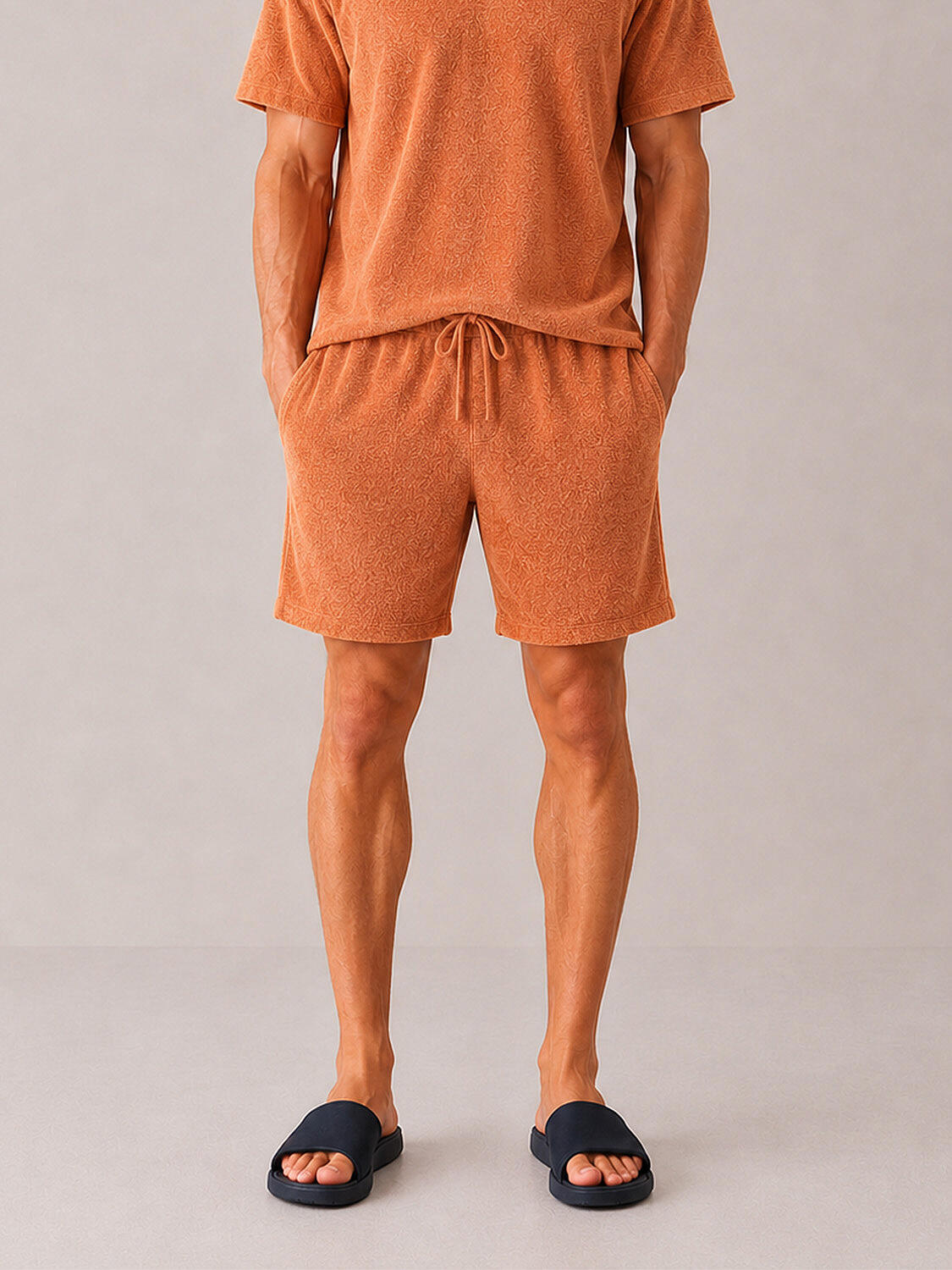 Kahverengi Regular Fit Pamuklu Havlu Sweat Şort - 1