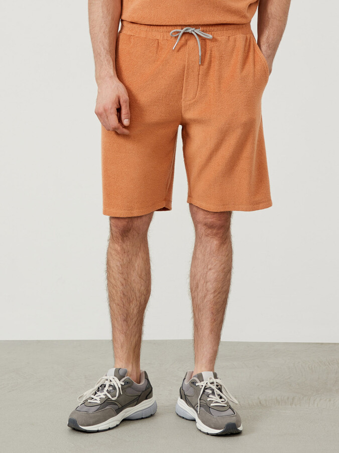 Kahverengi Regular Fit Pamuklu Havlu Sweat Şort