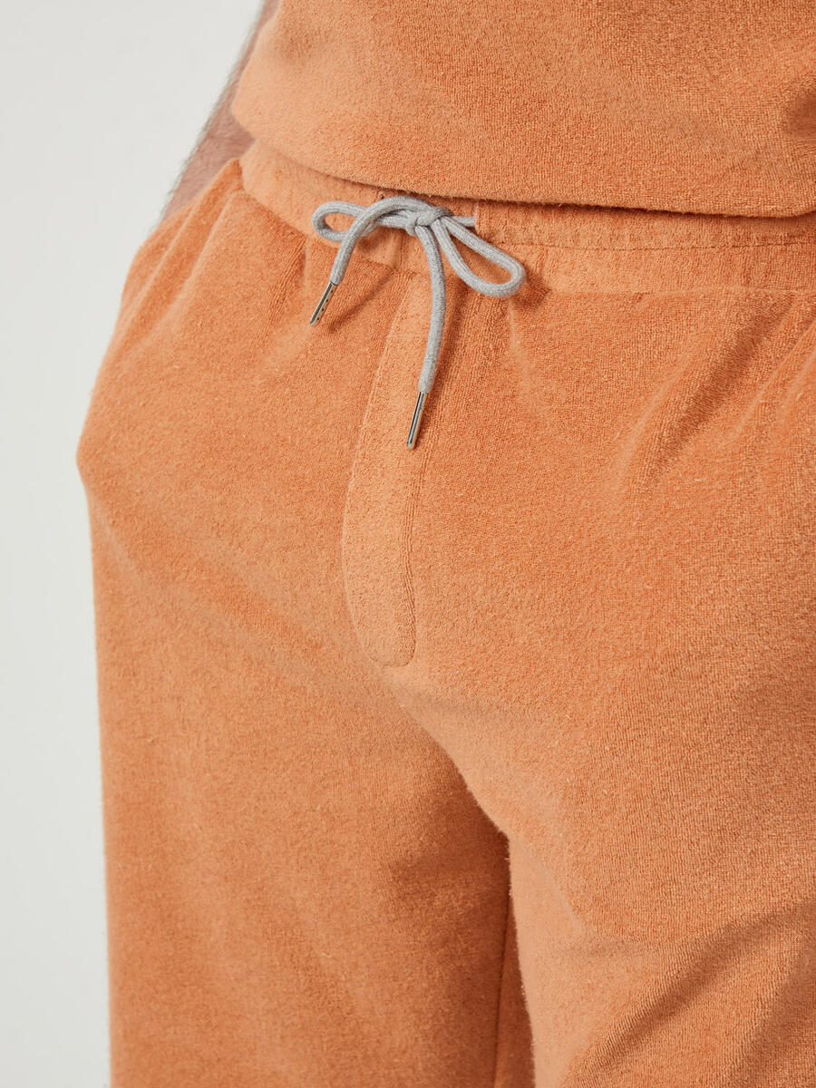 Kahverengi Regular Fit Pamuklu Havlu Sweat Şort - 3