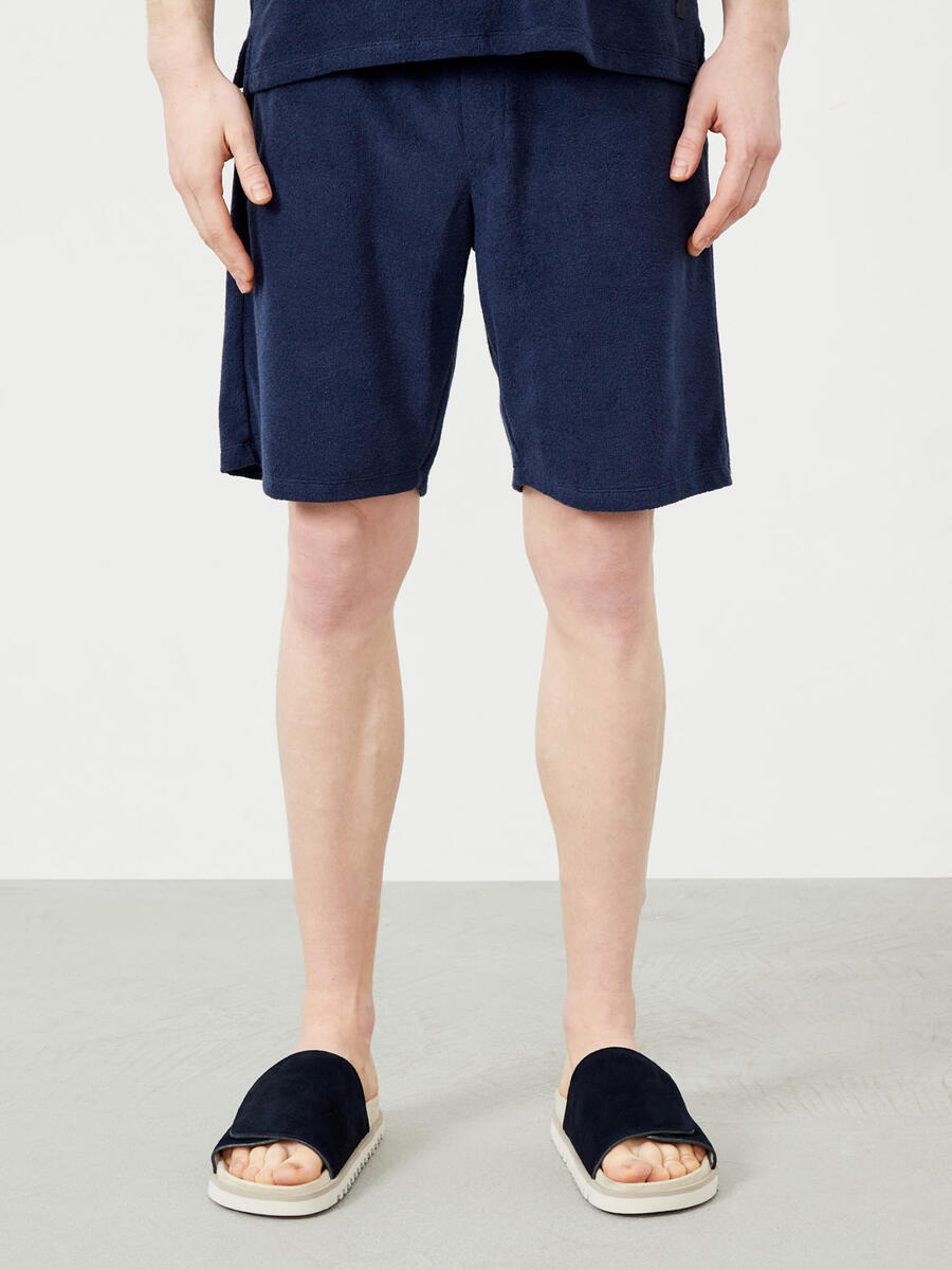 Lacivert Regular Fit Pamuklu Havlu Sweat Şort - 1