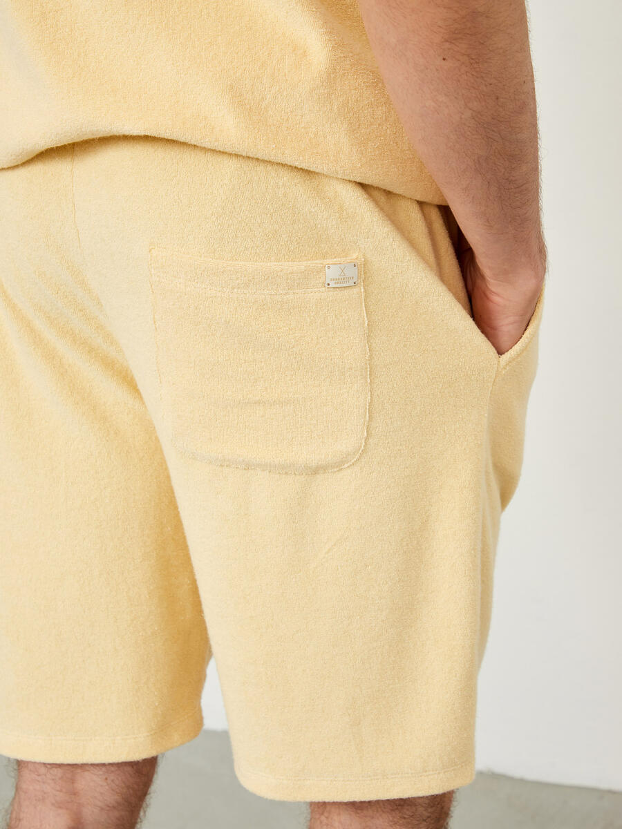 Sarı Regular Fit Pamuklu Havlu Sweat Şort - 3
