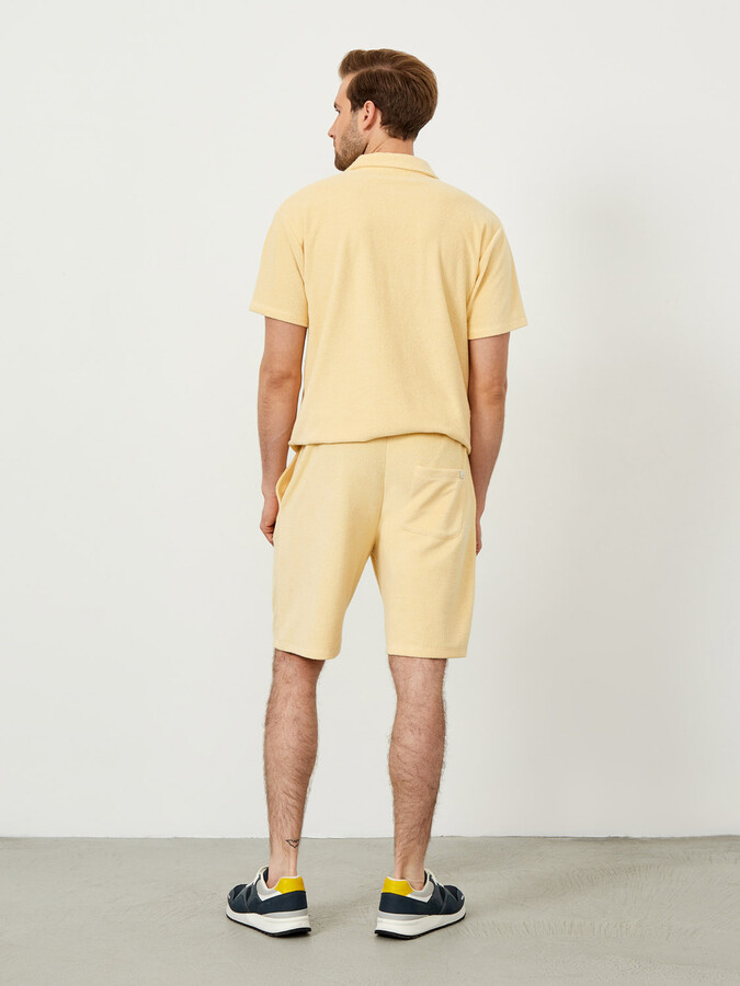 Sarı Regular Fit Pamuklu Havlu Sweat Şort - 4