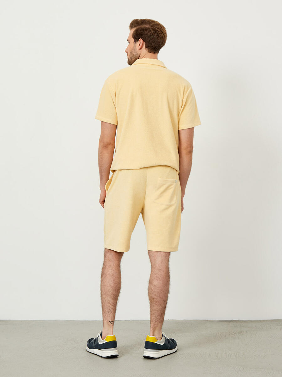 Sarı Regular Fit Pamuklu Havlu Sweat Şort - 4