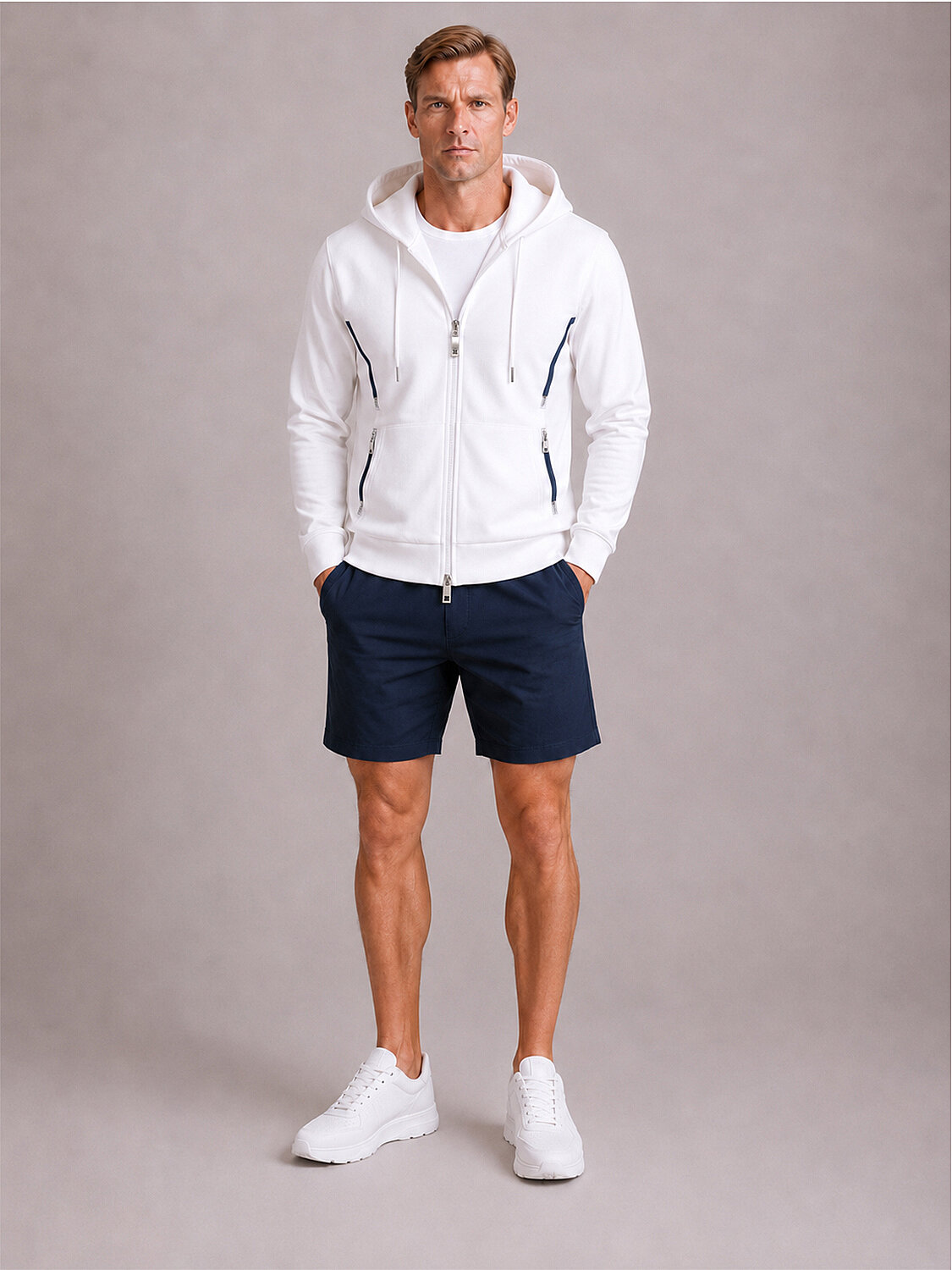 Beyaz Pamuk Dokulu Regular Fit Sweatmont (1)