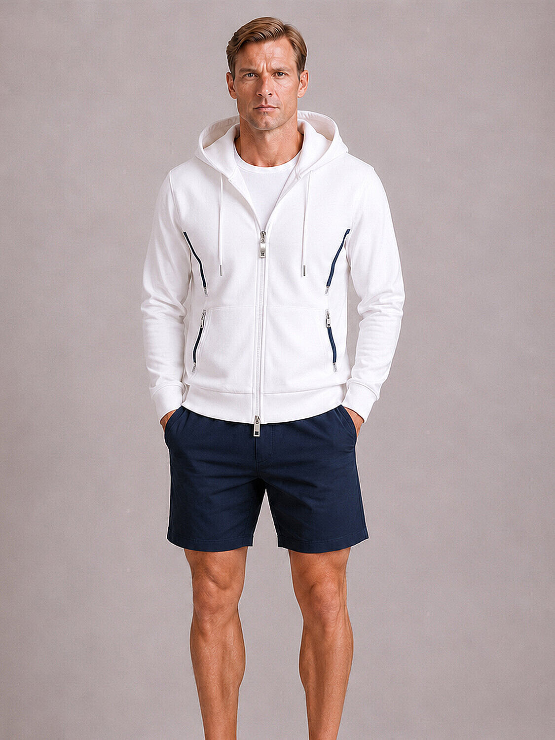 Beyaz Pamuk Dokulu Regular Fit Sweatmont (1)