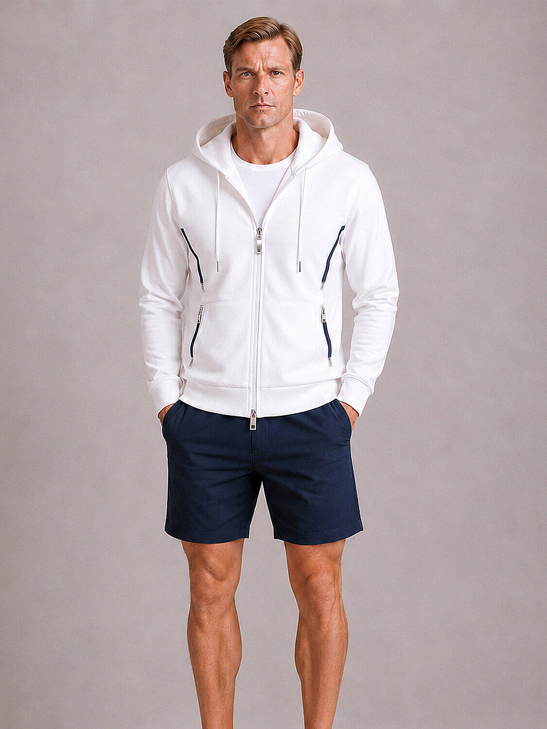 Beyaz Pamuk Dokulu Regular Fit Sweatmont - 1