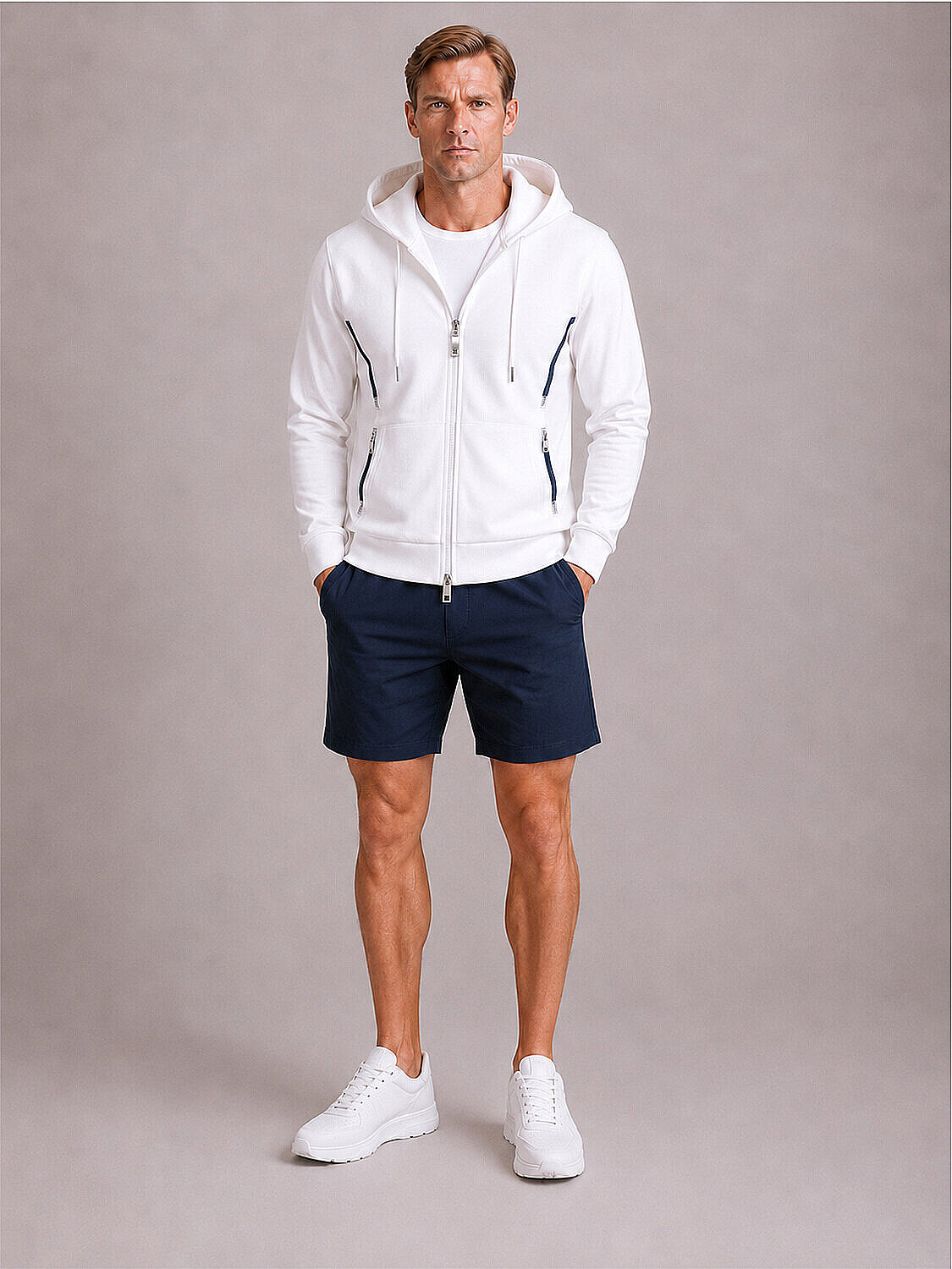 Beyaz Pamuk Dokulu Regular Fit Sweatmont (2)