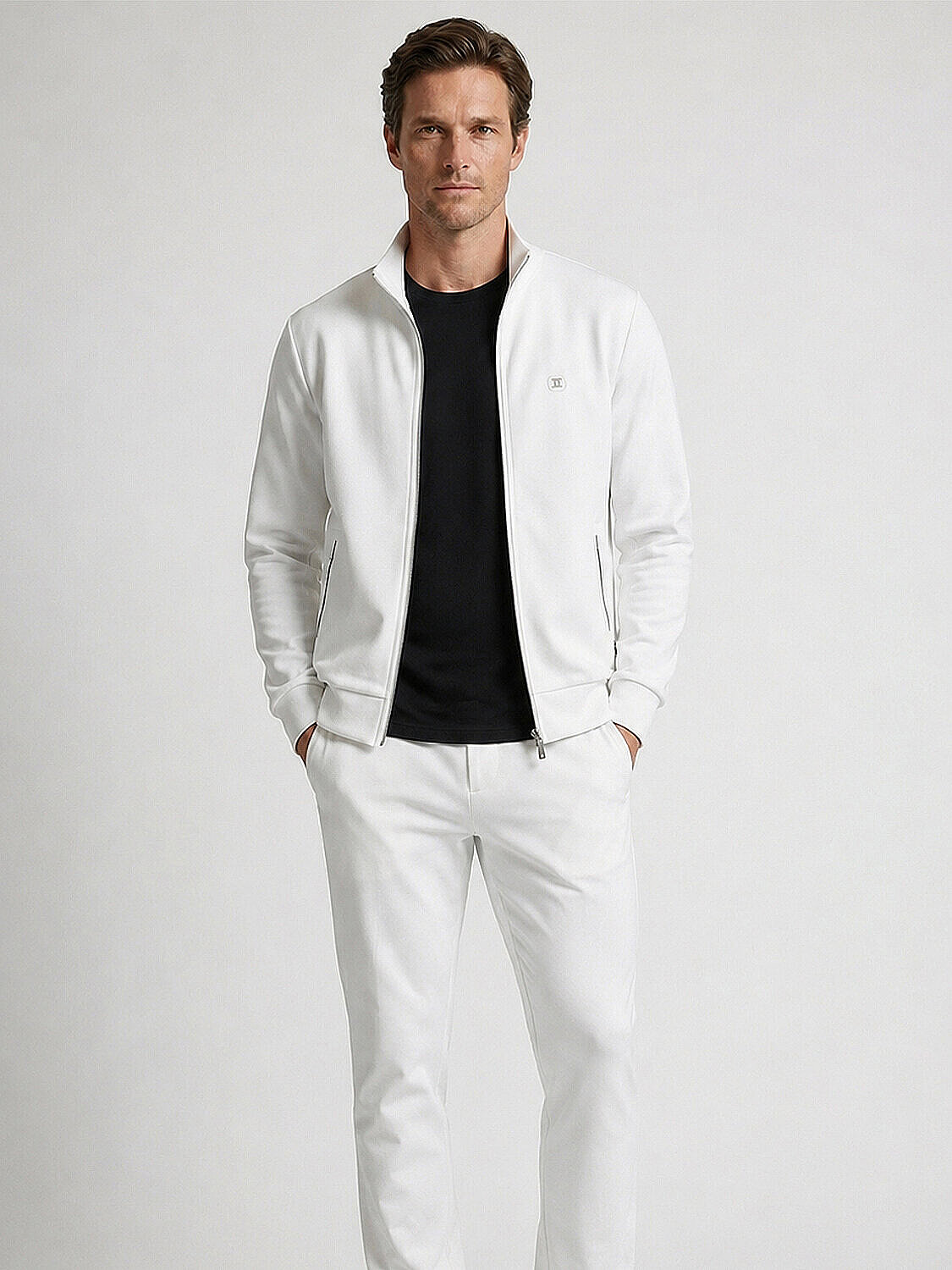 Beyaz Pamuk Dokulu Regular Fit Sweatmont (1)
