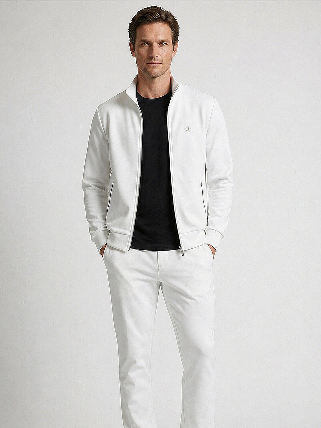 Beyaz Pamuk Dokulu Regular Fit Sweatmont (1)
