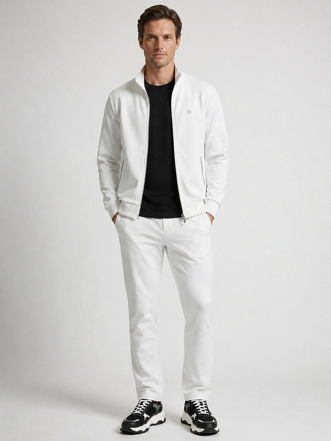 Beyaz Pamuk Dokulu Regular Fit Sweatmont (2)