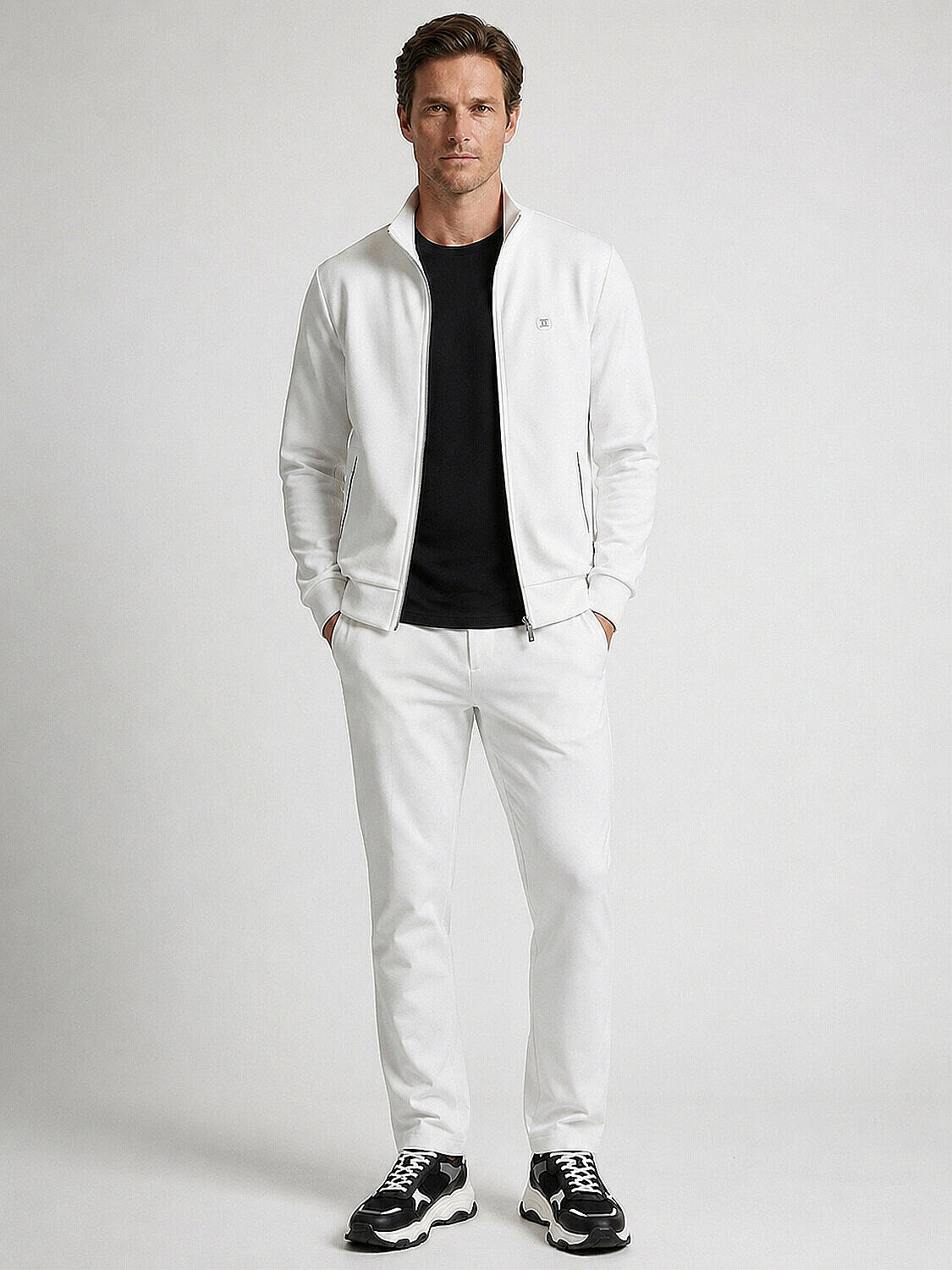 Beyaz Pamuk Dokulu Regular Fit Sweatmont (2)
