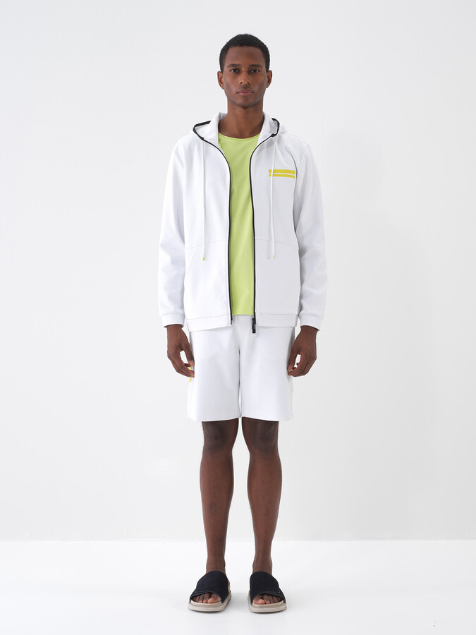 Beyaz Pamuk Dokulu Regular Fit Sweat Mont (1)