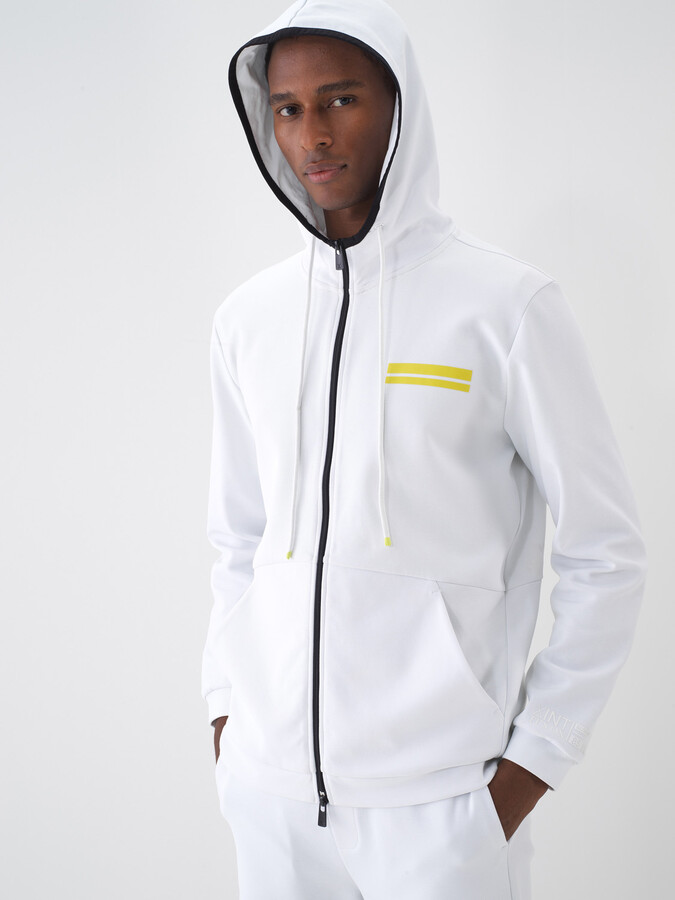 Beyaz Pamuk Dokulu Regular Fit Sweat Mont