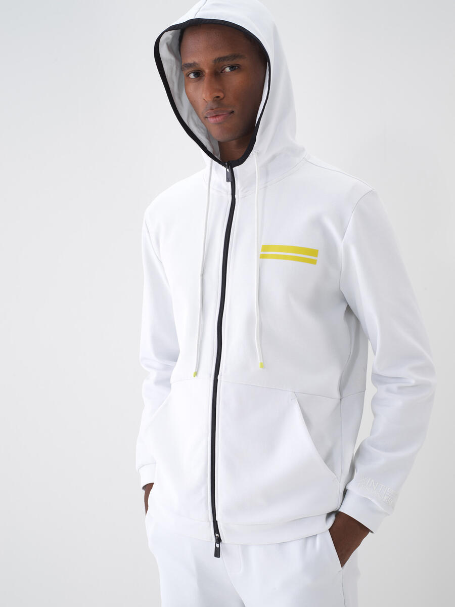 Beyaz Pamuk Dokulu Regular Fit Sweat Mont - 2