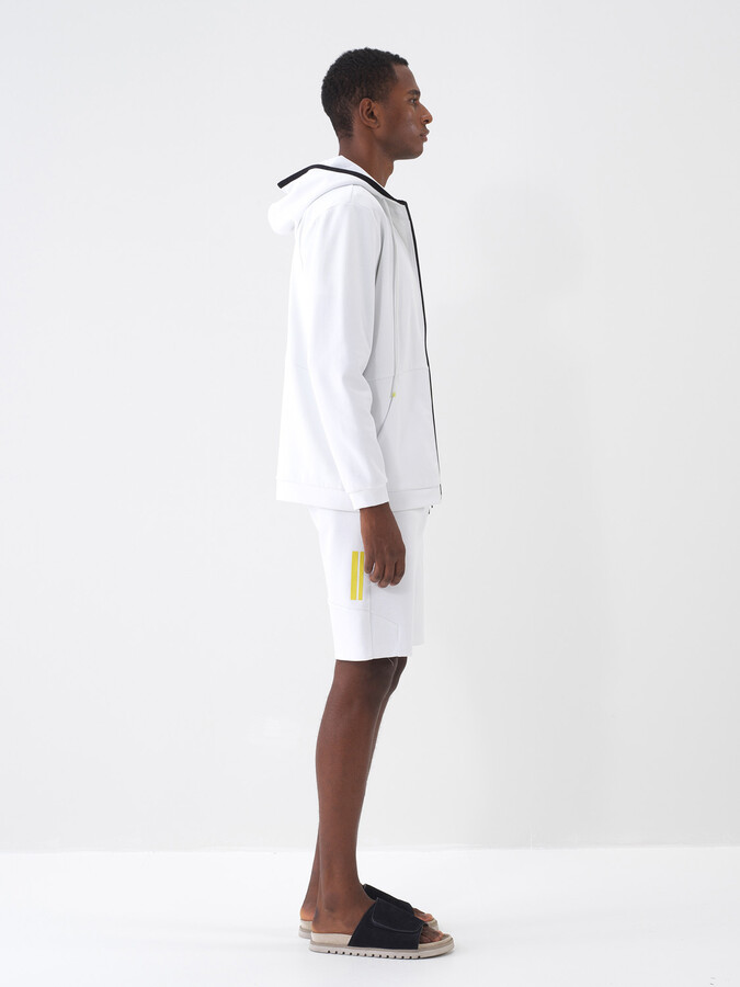 Beyaz Pamuk Dokulu Regular Fit Sweat Mont - 3