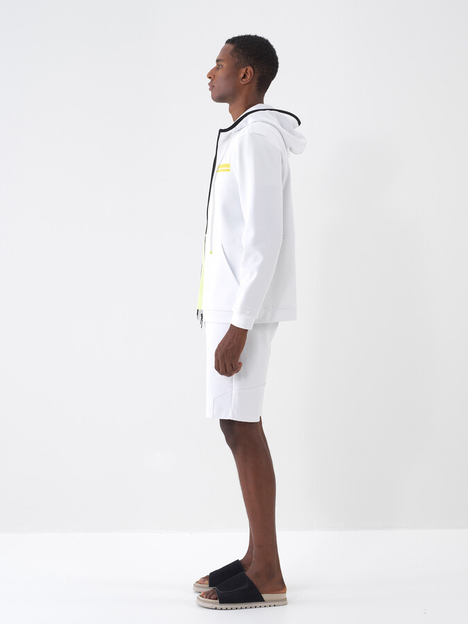Beyaz Pamuk Dokulu Regular Fit Sweat Mont (4)
